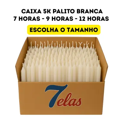 Caixa 5kg Vela Palito Branca Por Tempo De Queima