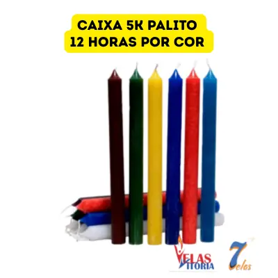 Caixa 5kg Vela Palito Colorida 12 Horas