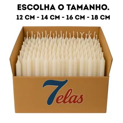 Caixa 5kg Vela Palito Branca Vários Tamanhos