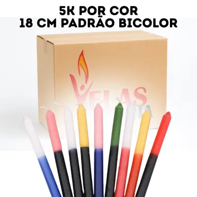 Caixa 5kg Vela Palito 18cm Padrão Bicolor