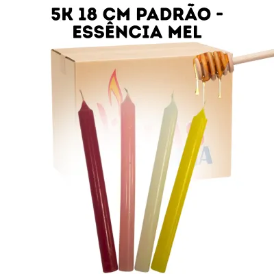 Caixa 5kg Vela Palito 18cm Essência De Mel
