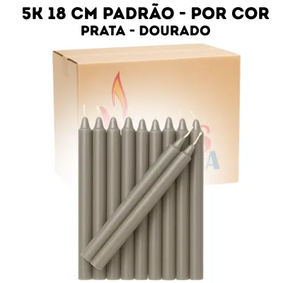 Caixa 5kg Vela Palito 18cm Prata Ou Dourado