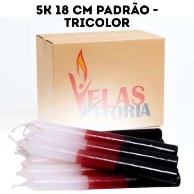 Caixa 5kg Vela Palito 18cm Padrão Tricolor