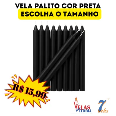 Vela Palito Preta Por Quilo Vários Tamanhos