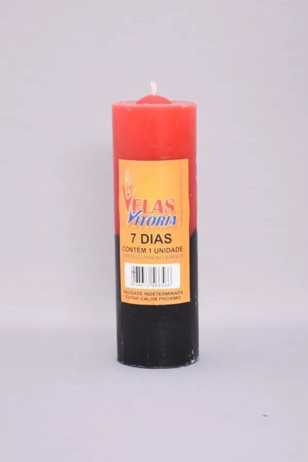Kit 10 Velas De 7 Dias 280g Bicolor Preto E Vermelho
