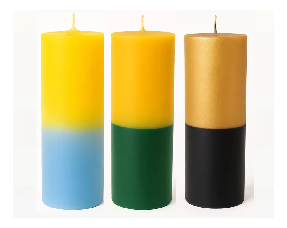 Kit 6 Velas De 14 Dias Bicolores Parafina Pura