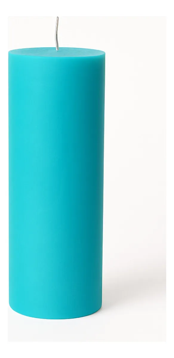 Kit 6 Velas De 14 Dias Parafina Pura Azul-Turquesa