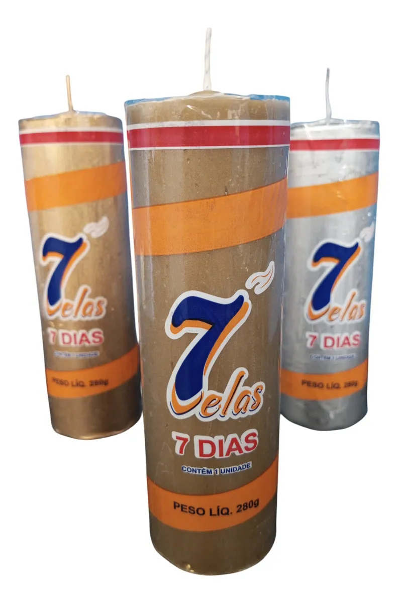 Kit 12 Velas Votivas 7 Dias 280g Dourada Ou Prata