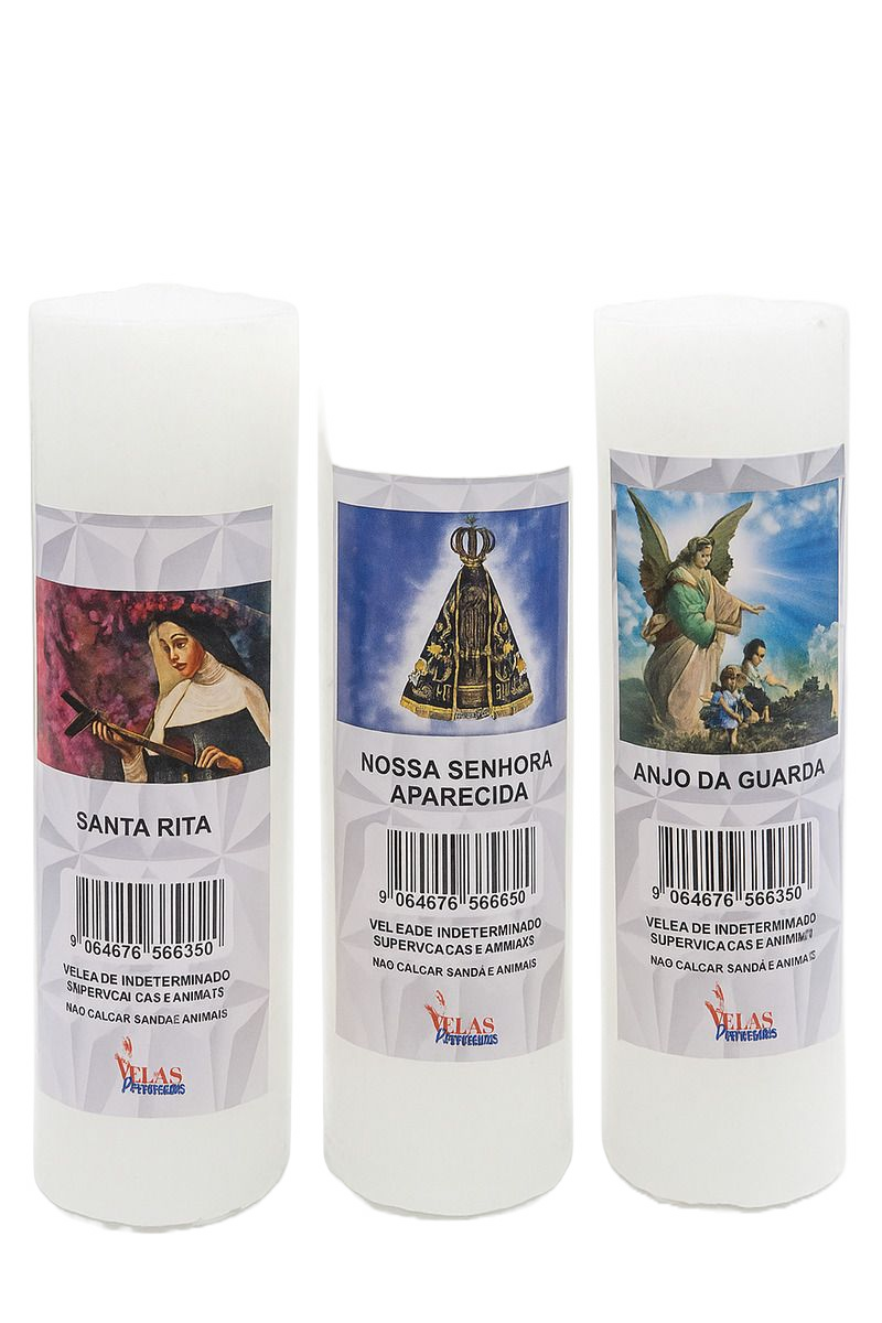 Kit 10 Velas Votivas Brancas 200g Com Santinho