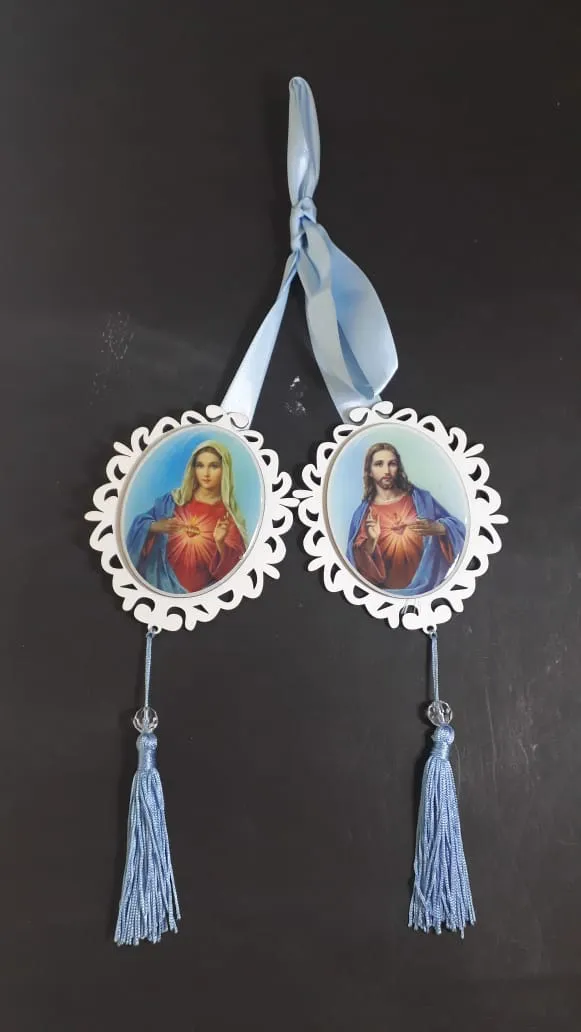Adorno de Madeira Imaculado Coração de Maria para Decoração Devocional