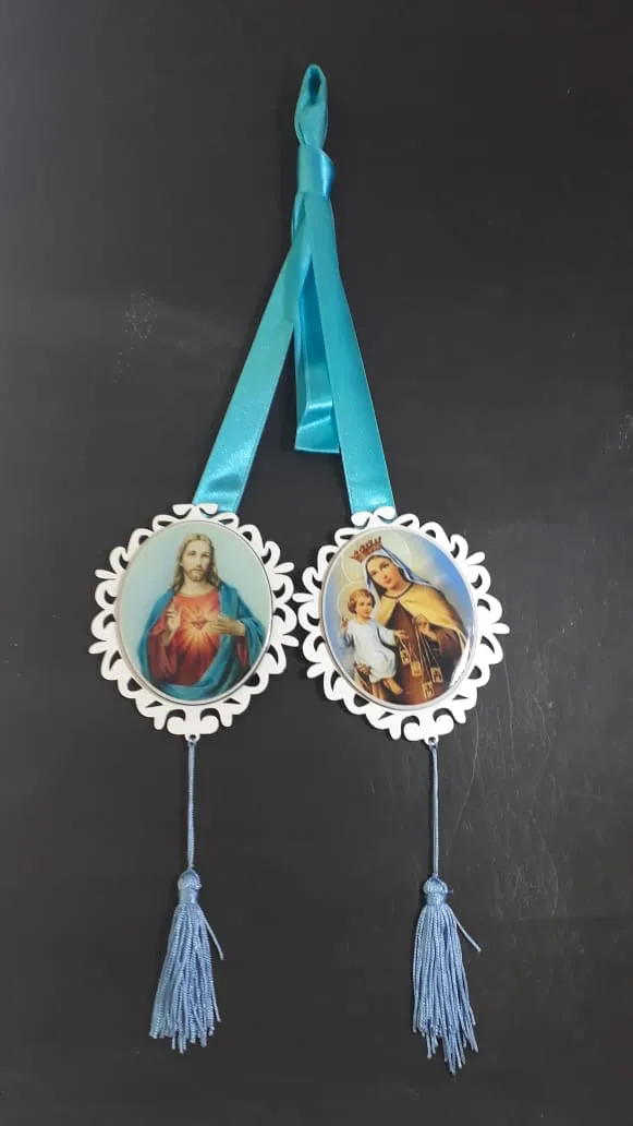 Enfeite Devocional de Madeira Nossa Senhora do Carmo para o Lar