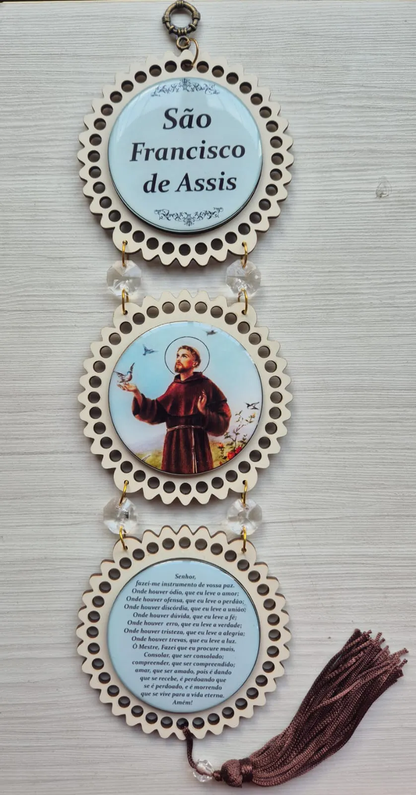 Adorno de Porta em Madeira com santos variados