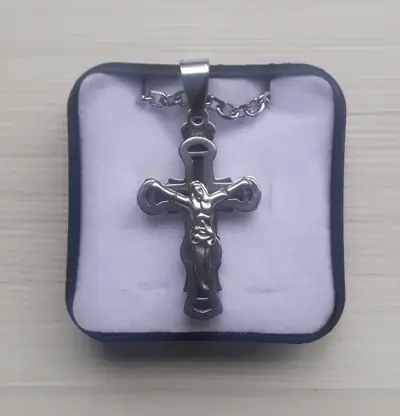Colar Devocional em Aço com Cruz de Cristo