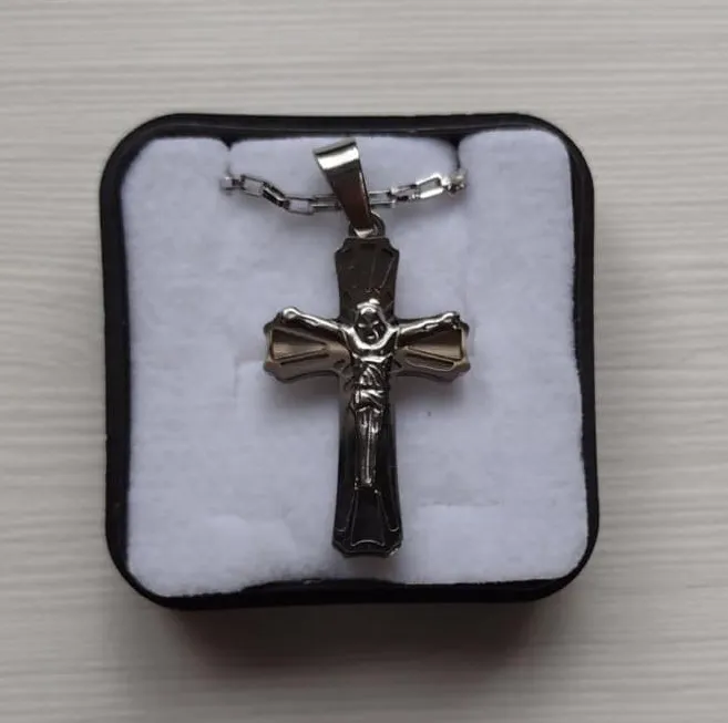 Colar Religioso de Aço Crucifixo