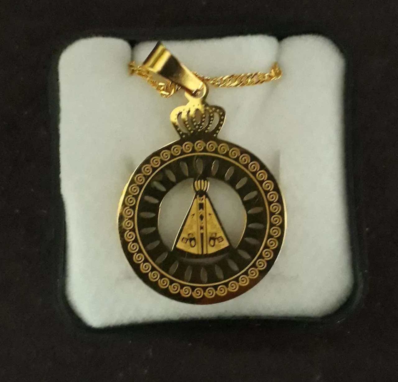 Colar Folheado Nossa Senhora Aparecida para Devoção Diária