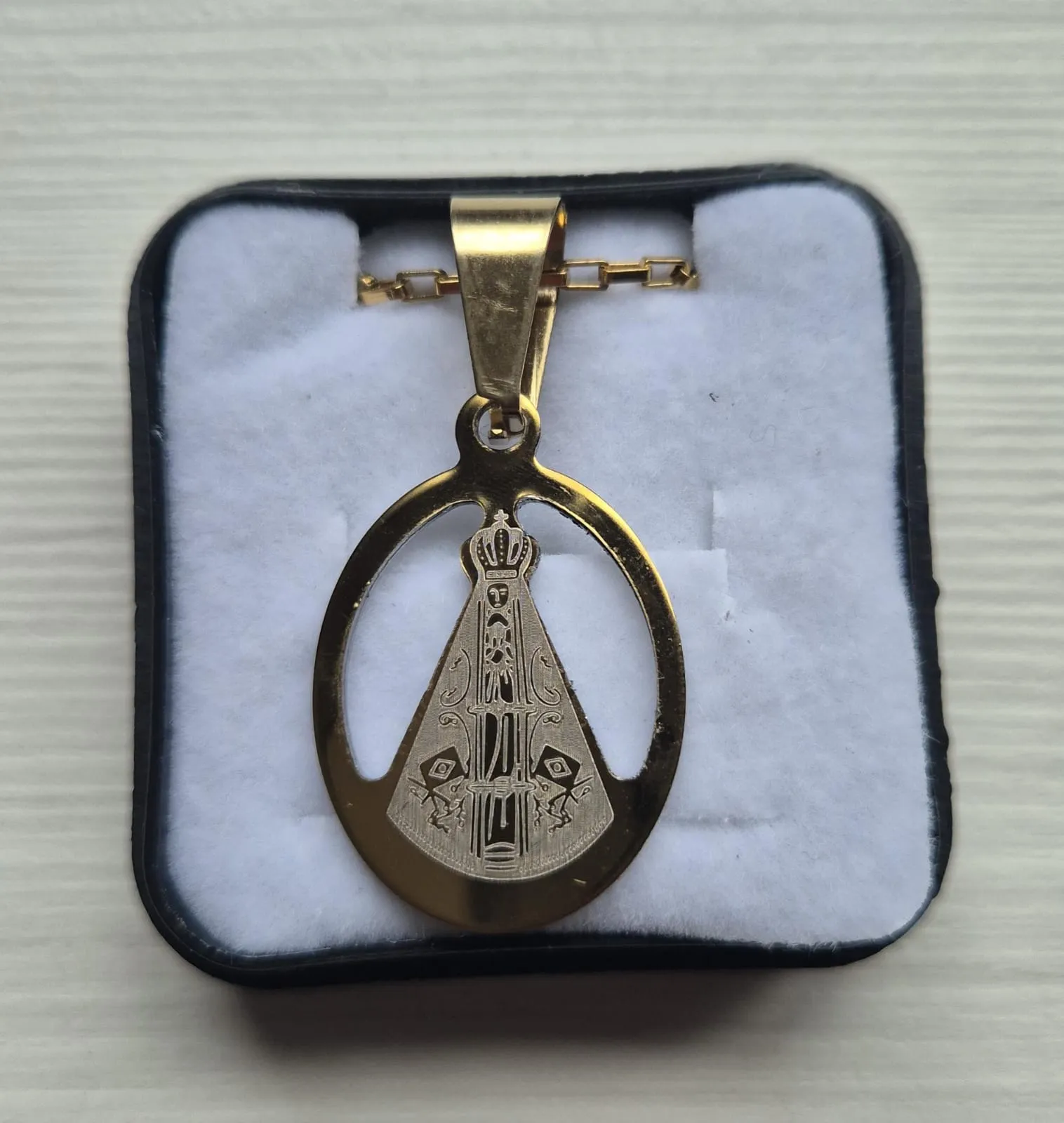 Colar Folheado Nossa Senhora Aparecida para Devoção Diária