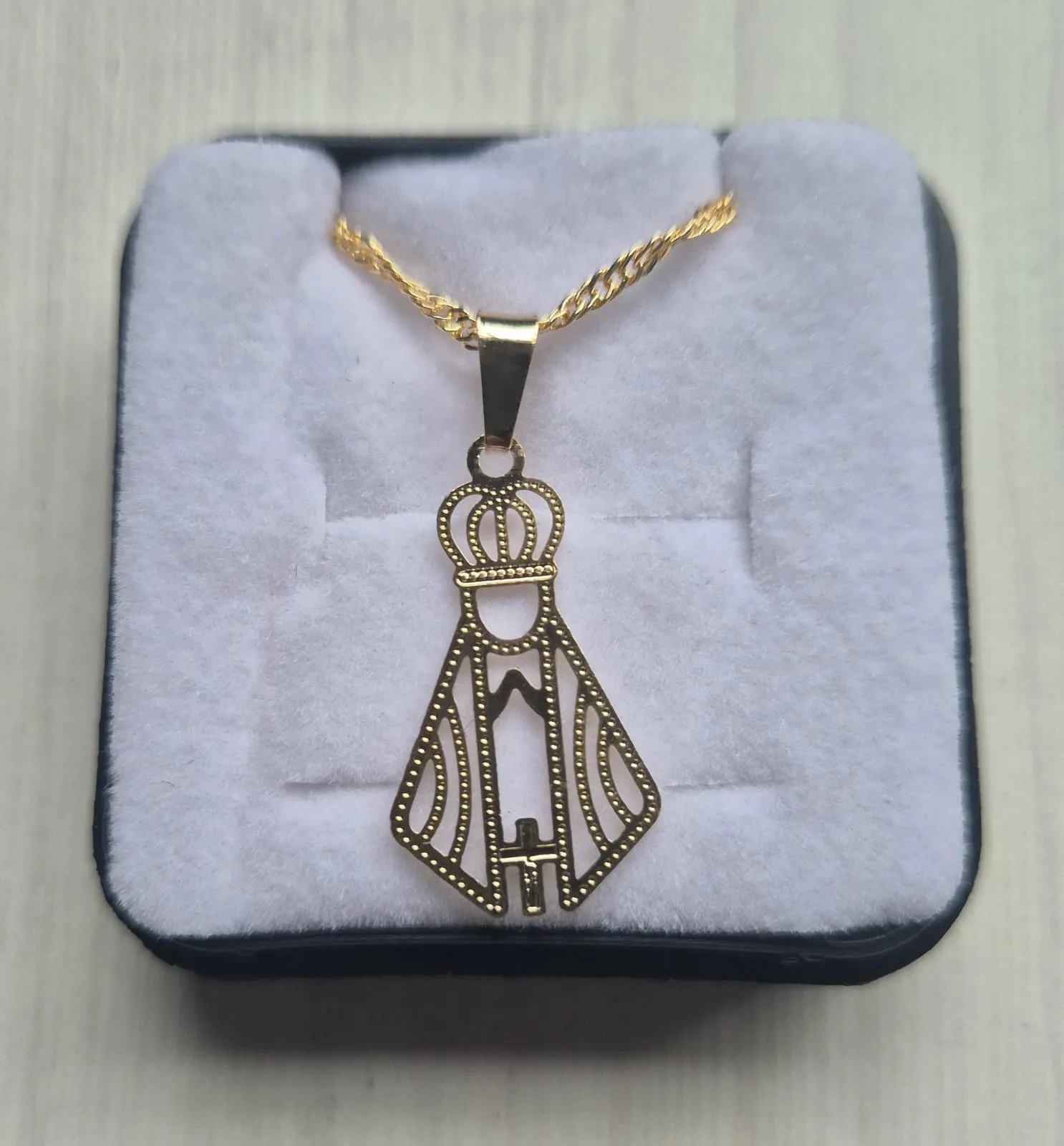 Colar Folheado Nossa Senhora Aparecida para Devoção Diária