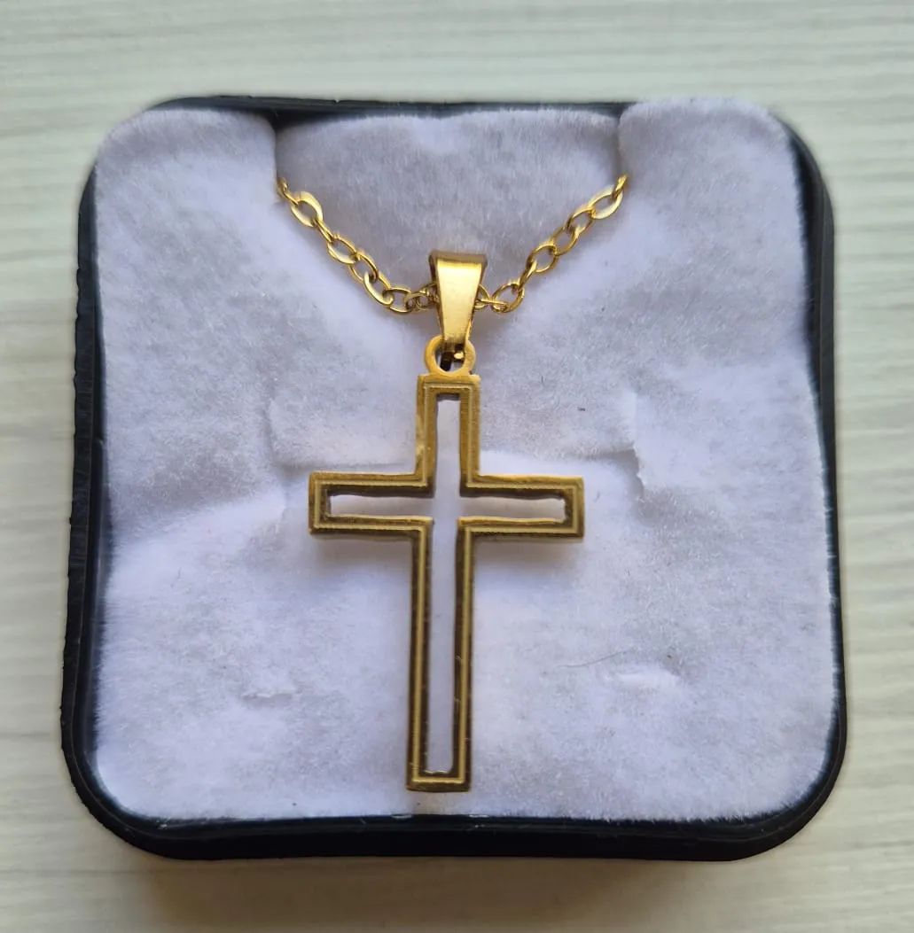 Colar Religioso Folheado Cruz de Cristo