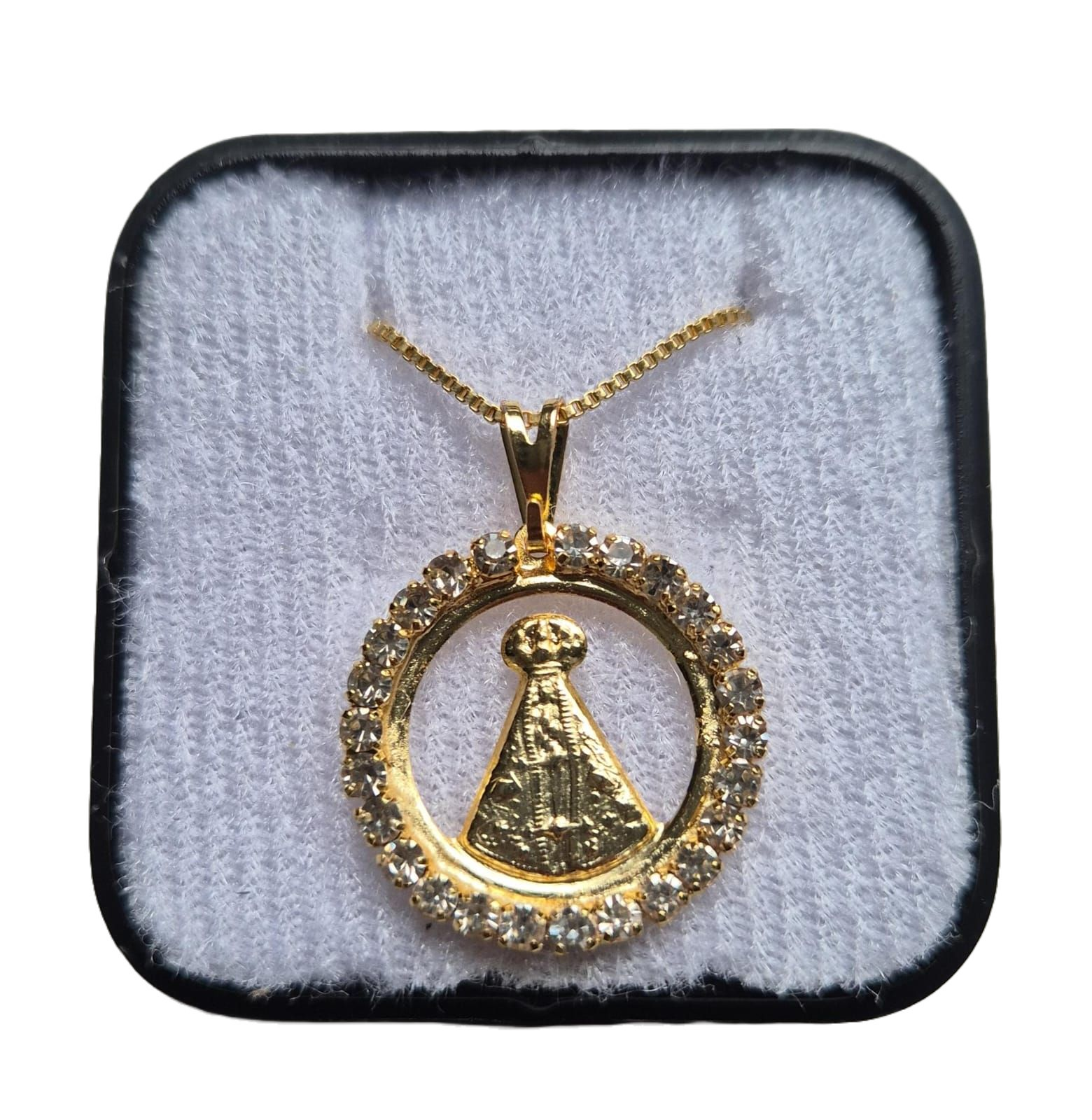 Colar Devocional Folheado a Ouro com Nossa Senhora Aparecida