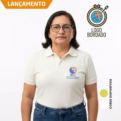 Camisa Polo Feminina Baby Look Cursilho Bordada