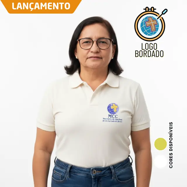Camisa Polo Feminina Baby Look Cursilho Bordada