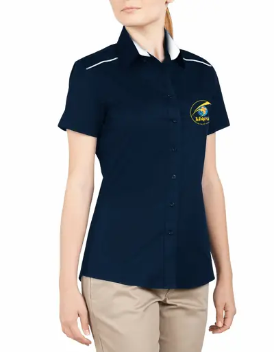 Camisa Social Feminina Azul Marinho Baby Look Tamanho 40
