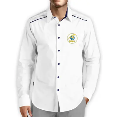 Camisa Social Branca Detalhe Azul 60 Anos