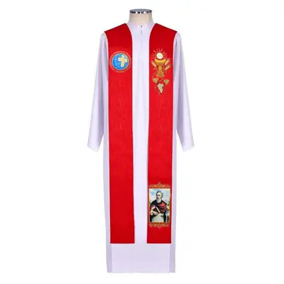 Estola Sacerdotal Dupla Face Vermelha e Roxa