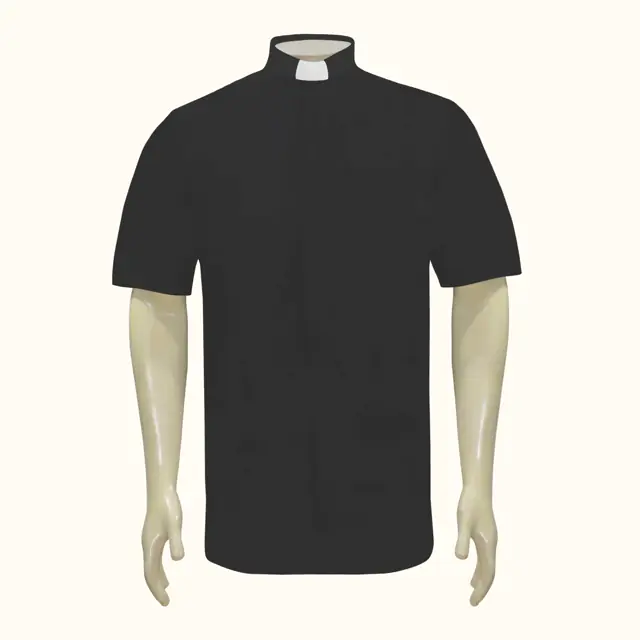 Camisa Clerical de Manga Curta com Colarinho Romano para o. CMC/4759