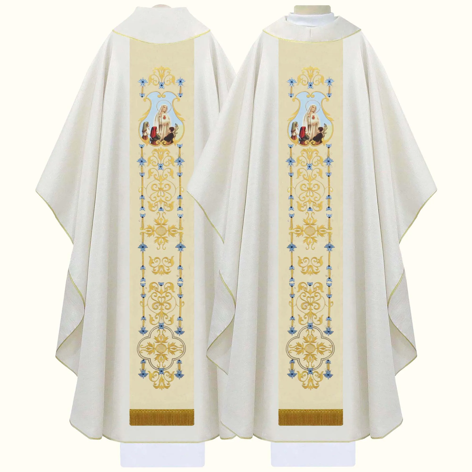 Casula Litúrgica de Nossa Senhora de Fátima em Gabardine
