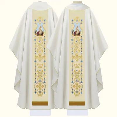 Casula Litúrgica de Nossa Senhora de Fátima em Gabardine