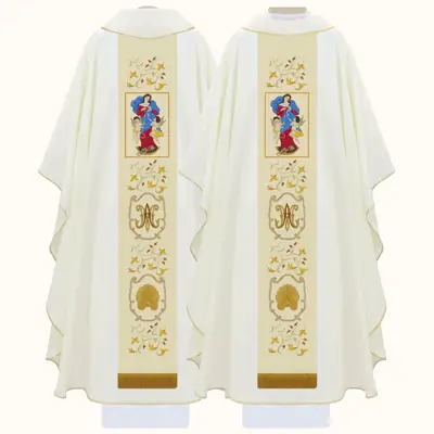 Casula Litúrgica de Nossa Senhora Desatadora em Gabardine