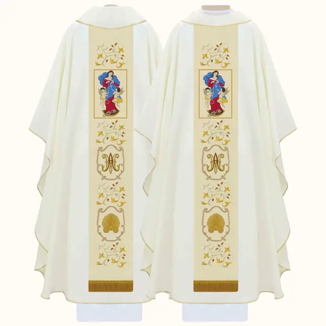 Casula Litúrgica de Nossa Senhora Desatadora em Gabardine