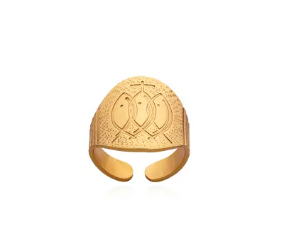 Anel Episcopal Em Prata Ou Banho Dourado Ajustável
