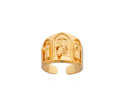 Anel Episcopal Em Prata Ou Banho Dourado Ajustável