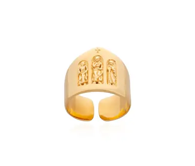 Anel Episcopal Em Prata Ou Banho Dourado Ajustável