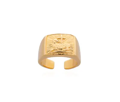Anel Episcopal Em Prata Ou Banho Dourado Ajustável