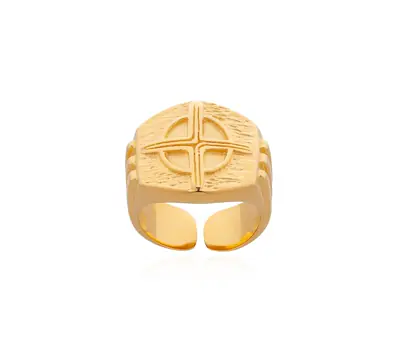 Anel Episcopal Em Prata Ou Banho Dourado Ajustável