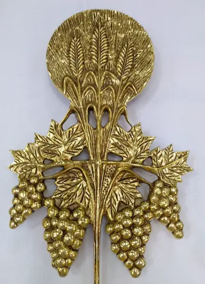Aplique Trigo e Uva em Bronze Dourado