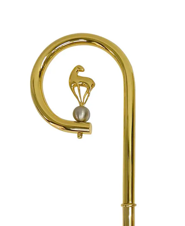 Báculo Modelo Cordeiro com Globo Banhado a Ouro