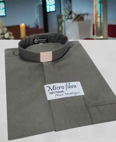 Camisa Clerical Grafite em Micro Fibra