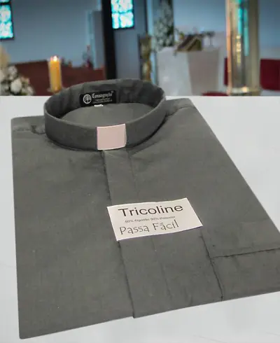 Camisa Clerical Grafite em Tricoline