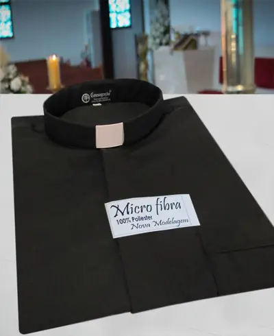 Camisa Clerical Preta em Micro Fibra