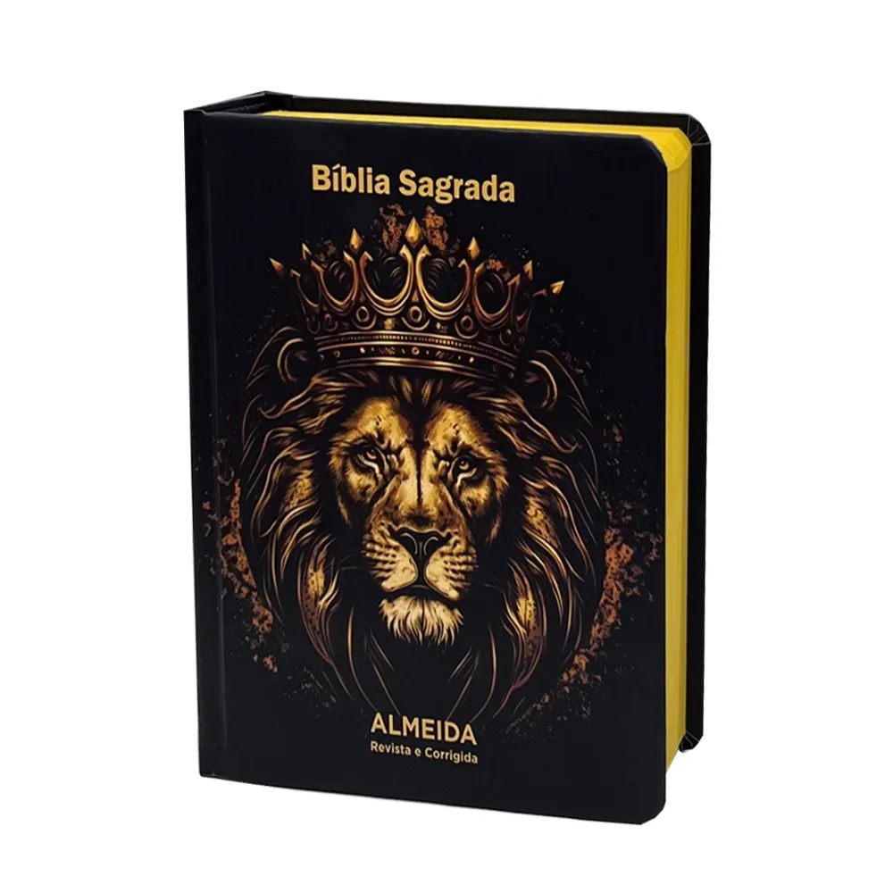 Bíblia Média com Harpa Leão Coroa: Palavras de Jesus em Vermelho