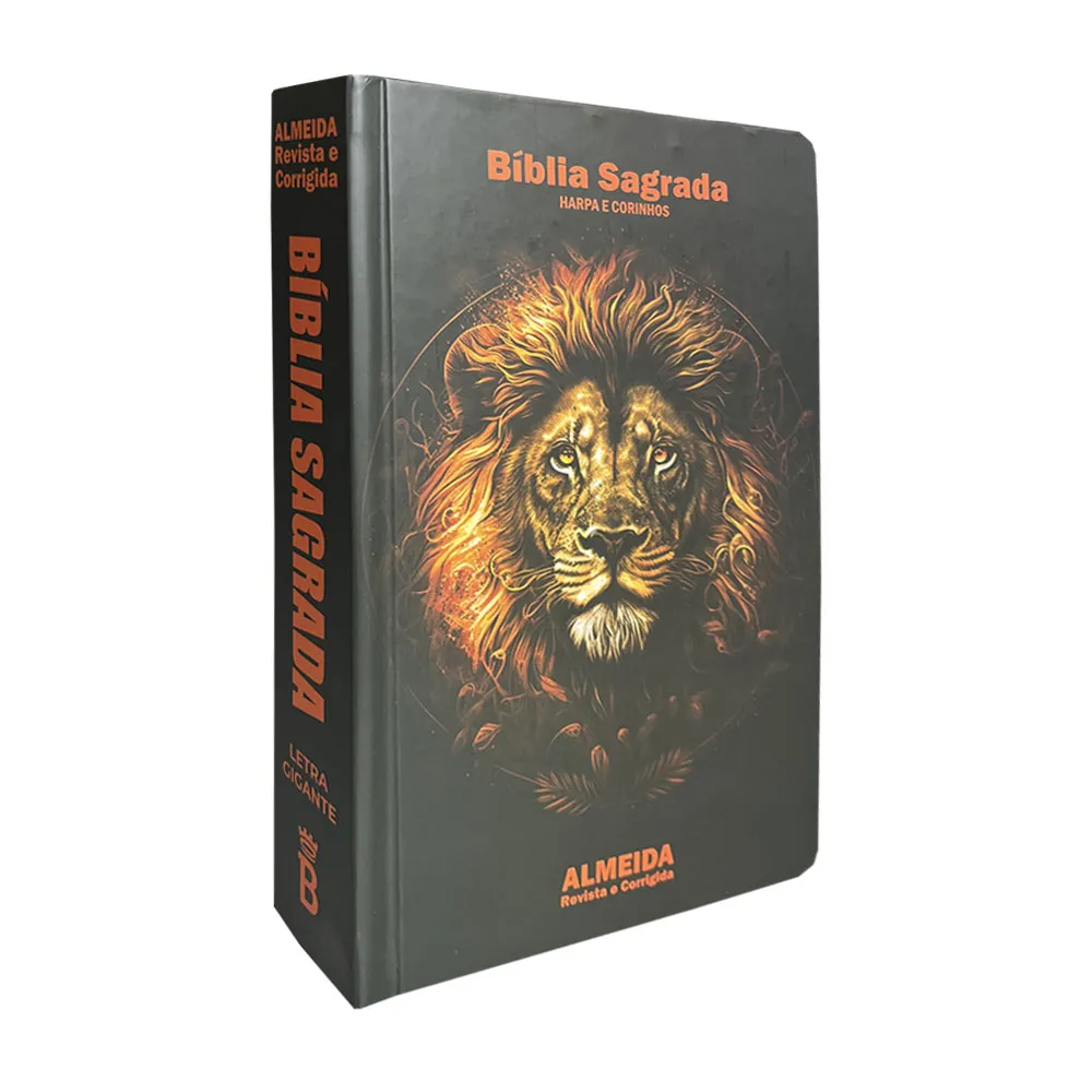 Bíblia Leão Black com Harpa, Capa Dura: Palavras de Jesus em Vermelho