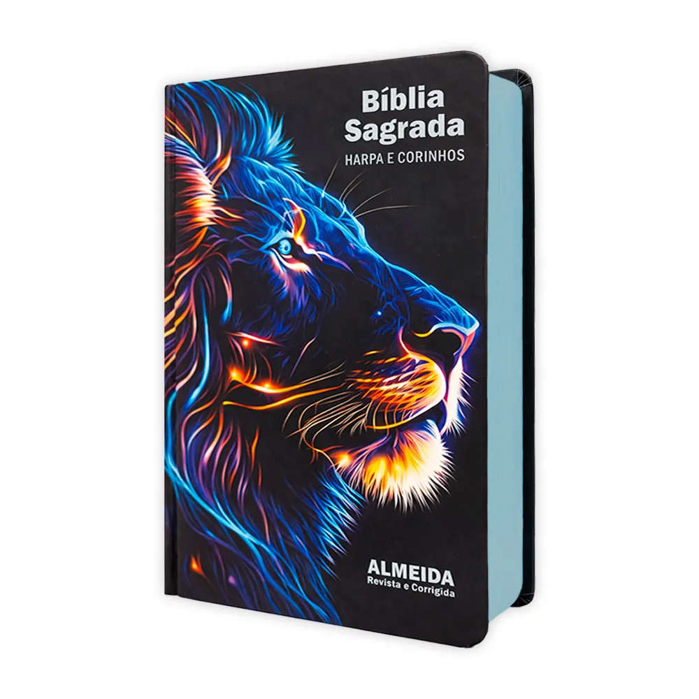 Bíblia Leão Raio Azul com Harpa: Palavras de Jesus em Vermelho
