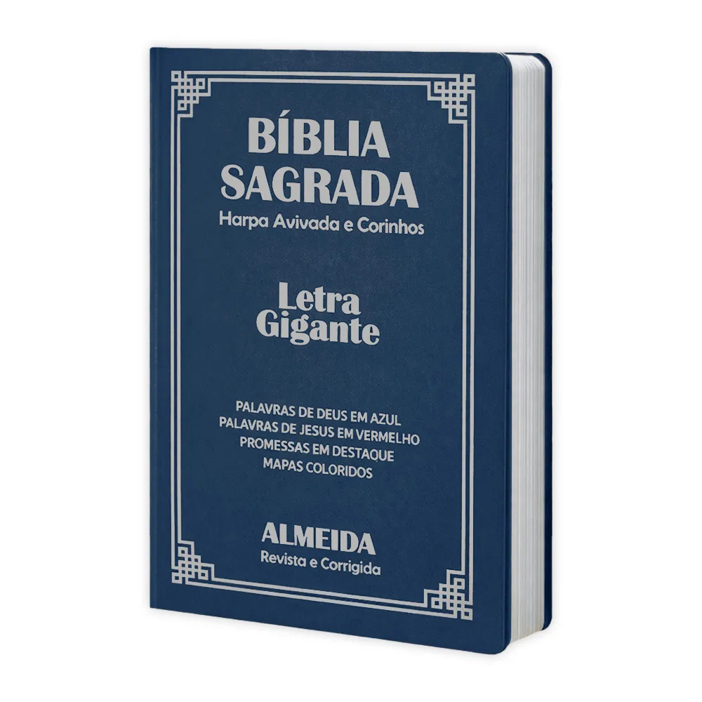 Bíblia Letra Gigante RC com Harpa, Capa Luxo Azul: Leitura Confortável