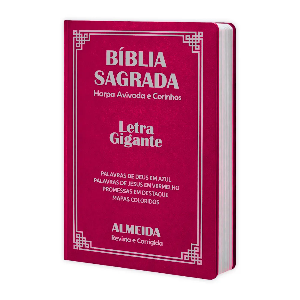 Bíblia Letra Gigante RC com Harpa, Feminina, Capa Luxo Pink