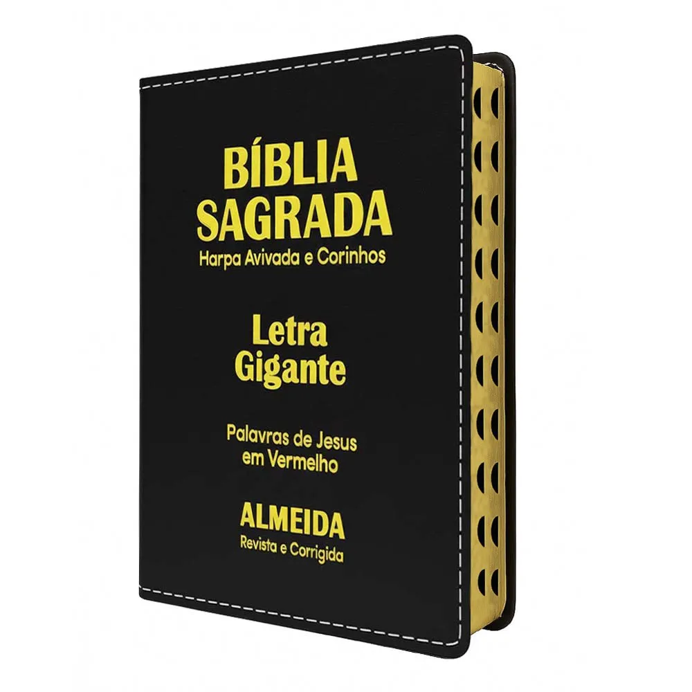 Bíblia Letra Gigante RC com Harpa, Capa Preta Luxo Popular