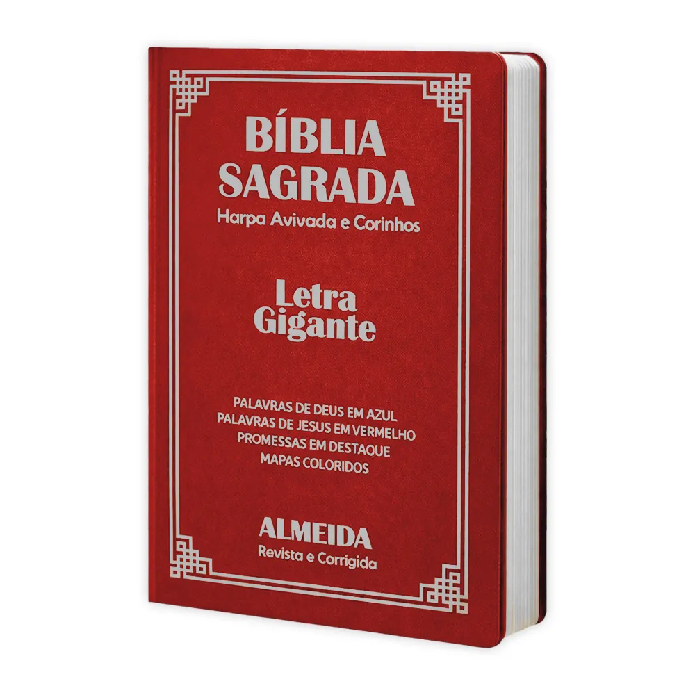 Bíblia Letra Gigante RC com Harpa, Capa Luxo Vermelho: Visual Marcante